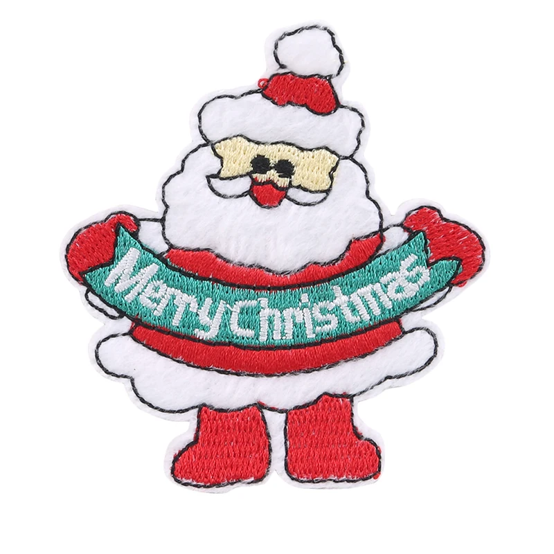 Мультяшные нашивки для одежды наклейки в виде Санты ткань на Аппликации значки с