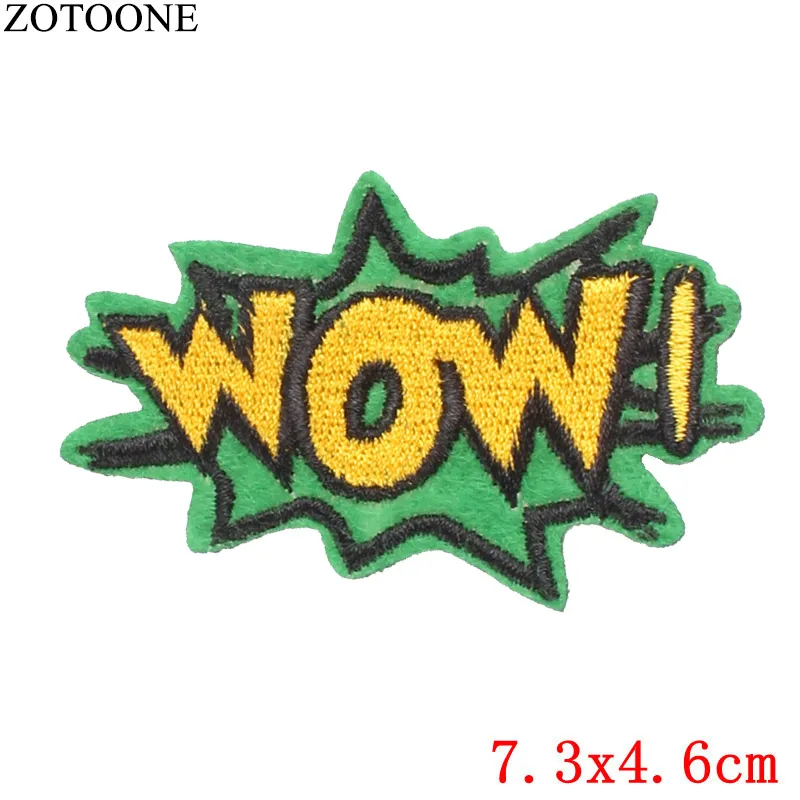Нашивки ZOTOONE с надписью для детей нашивка вышивкой Wow Pow шитья наклейки аппликаций