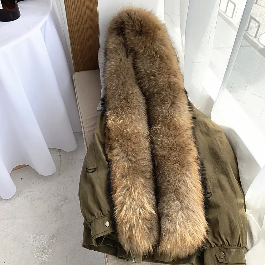 Настоящая меховая парка зимняя куртка женская подкладка из кролика пальто из натурального меха енота лисы Толстая теплая верхняя одежда Уличная Роскошная - Цвет: 3