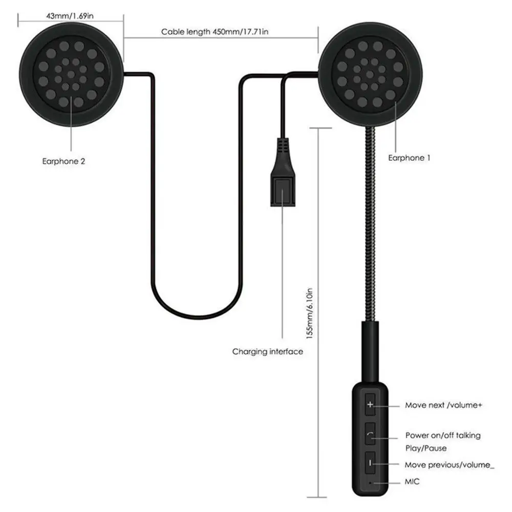 Мото шлем Bluetooth 5,0 Гарнитура Анти-помехи для мотоциклетного шлема езда домофон мото Hands Free наушники MP3 колонки