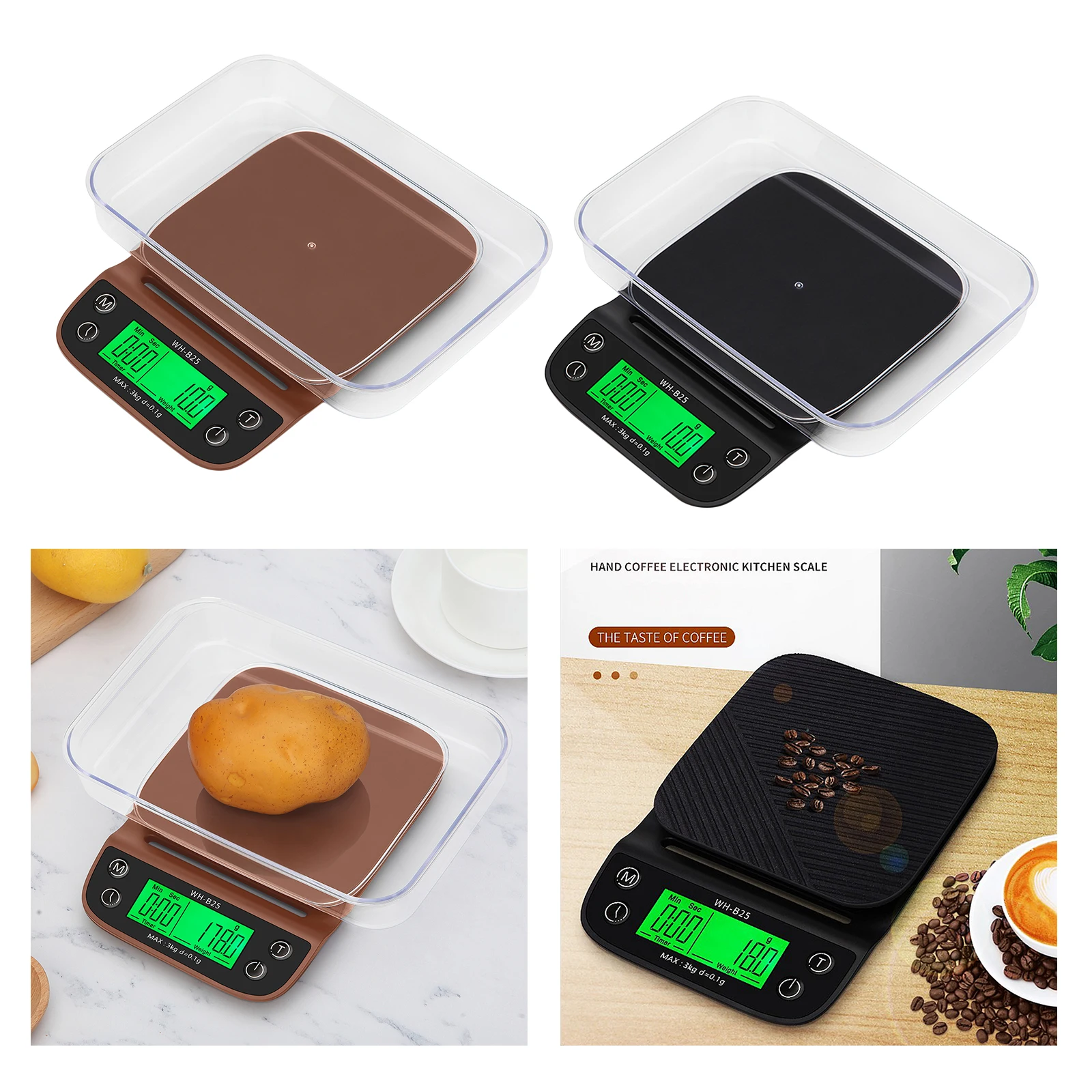 Multi-purpose Kitchen Scale Timer Function Digital Coffee Herbs with Back-Lit LCD Display | Scales