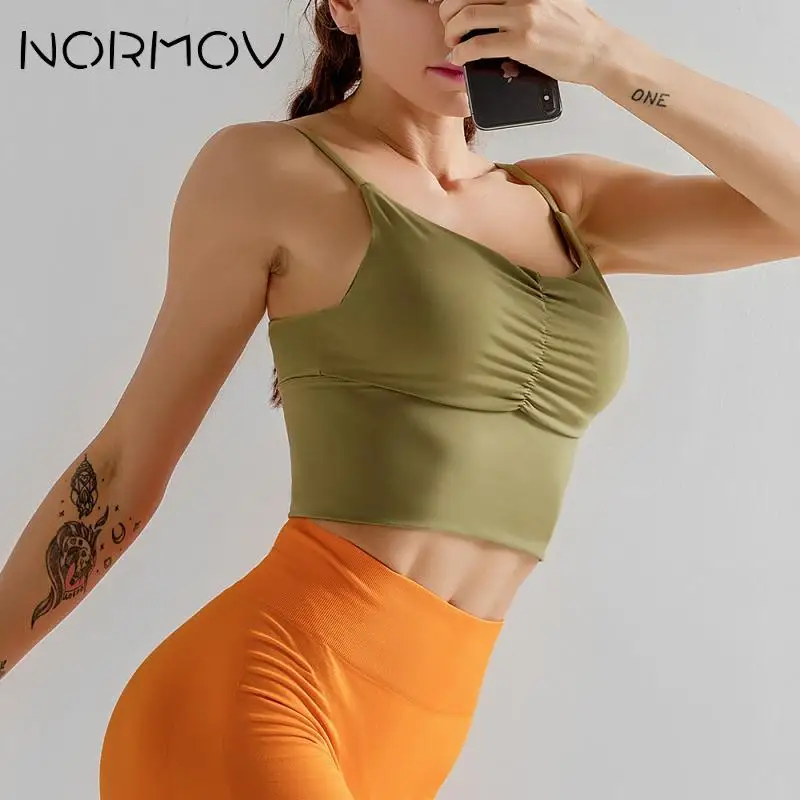 NORMOV спортивный бюстгальтер для женщин йоги ударопрочный однотонный бандаж бега