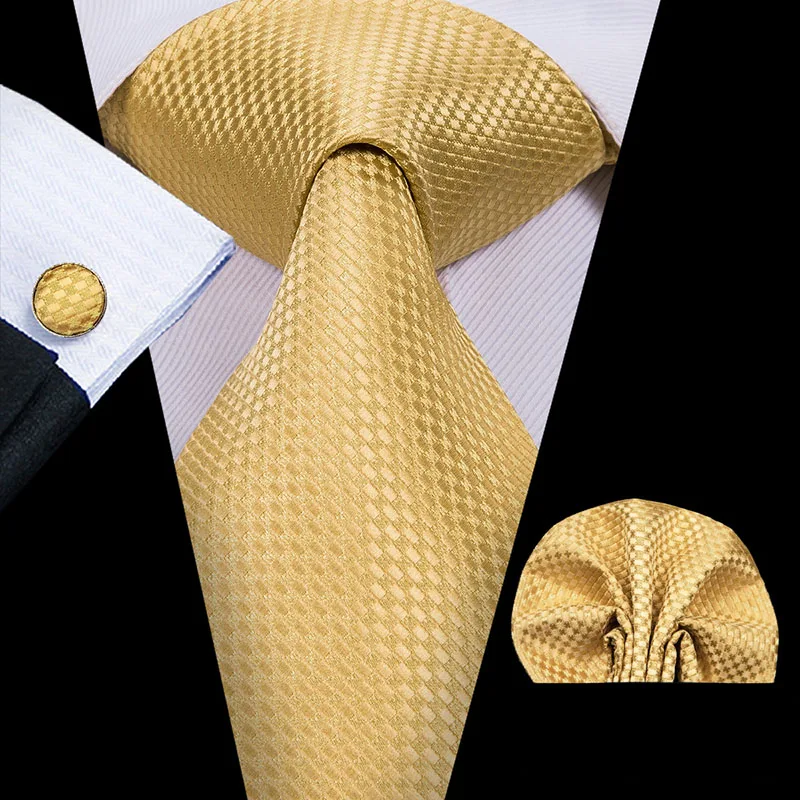 C-3055 Hi-Tie Шелковый мужской галстук набор Цветочные желтые золотистые галстуки и носовые платки запонки набор мужской свадебный вечерний костюм модный шейный галстук C-3053 - Цвет: C-3055