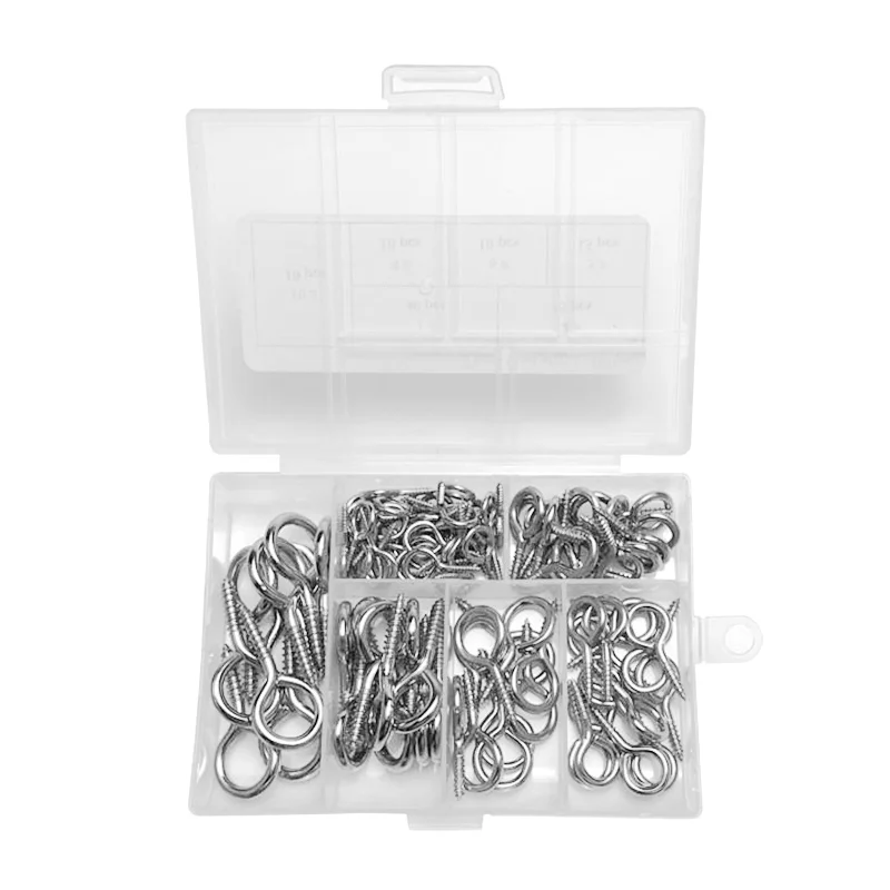 100 шт. винт крючки станок и потолок винты Крючки глаз болтов гаек 6 различных