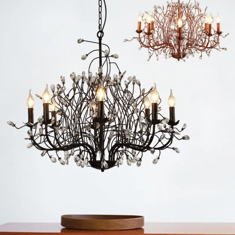 Французский кантри Хрустальная Подвесная лампа современный магазин одежды