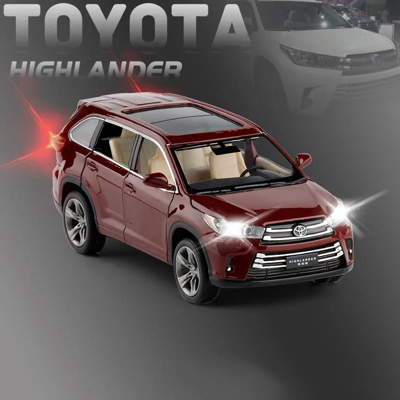 Красный 1/32 сплав Highlander литые игрушечные машины Литье металла SUV Pull Back Sound Light Коллекция игрушек автомобиль - Цвет: Красный