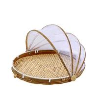 food serving basket hand woven dustproof cover storage container fruit dustproof cover picnic mesh net tent outdoor picnic