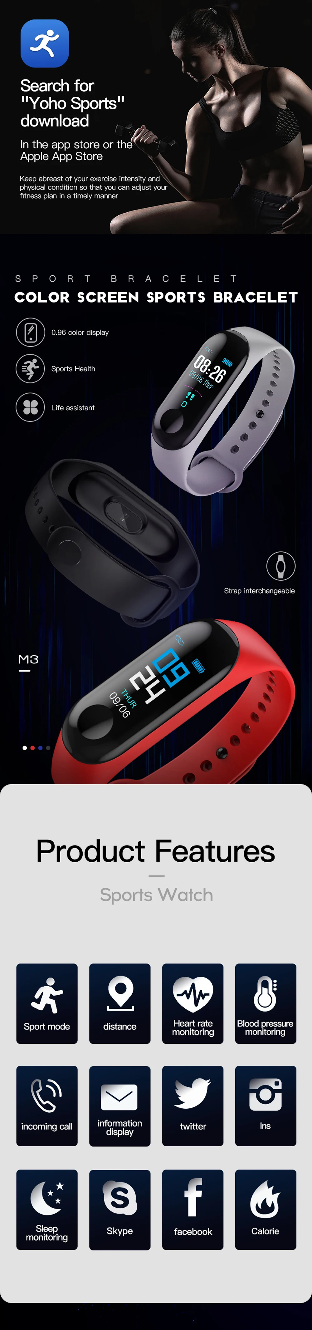M3 Plus умные браслеты здоровье шаг Запись водонепроницаемый смарт-часы M3 Pro Bluetooth часы пульсометр кровяное давление браслет
