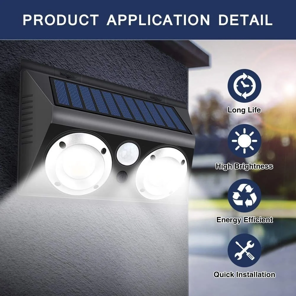 Солнечный светильник движения Сенсор настенный Водонепроницаемый Беспроводной