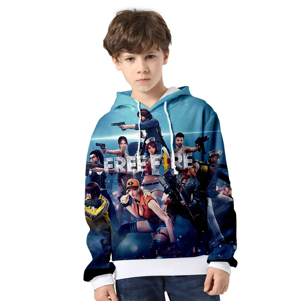 

3 To 14 Years Kids Hoodie Free Fire Shooting Game 3d Hoodies Sweatshirt Boys Girls Long Sleeve pullover Coat children Clothes