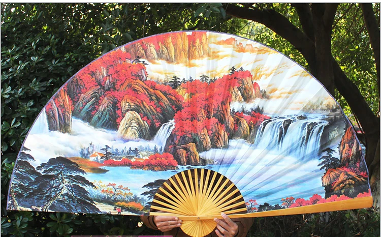 Китайский большой подвесной декоративный веер подарок складной мир пять