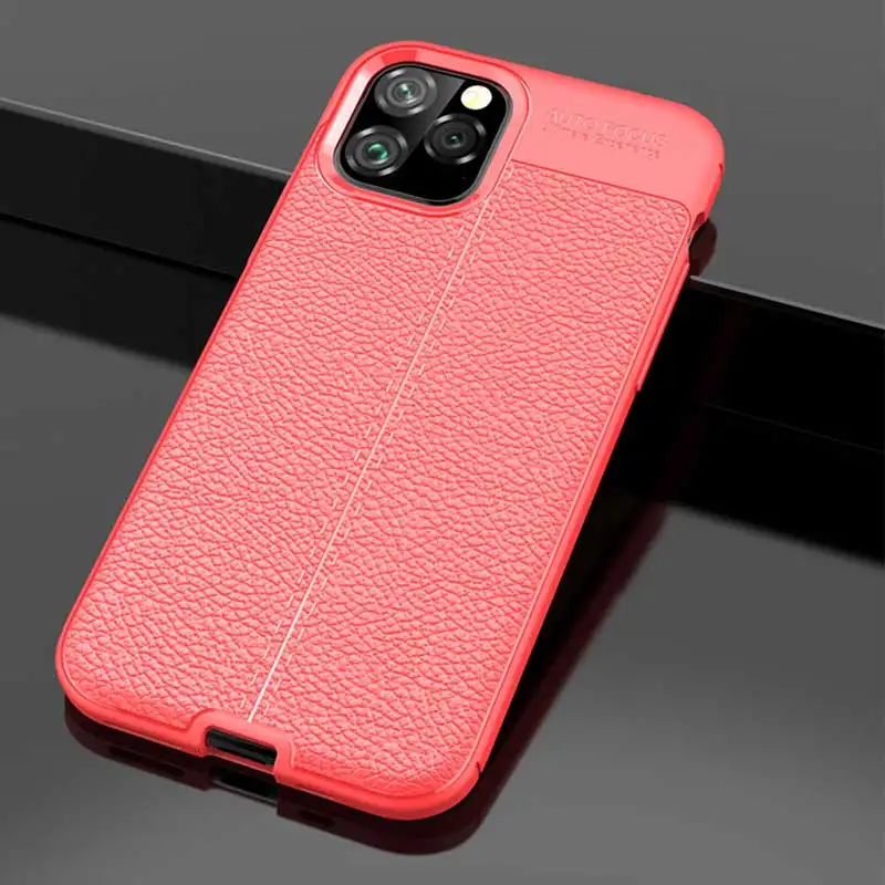 Кожаный чехол для Iphone11 11 Pro, чехол, роскошный силиконовый чехол-бампер для телефона, на Iphone 11 Pro Max 11 Pro, чехол - Цвет: Красный