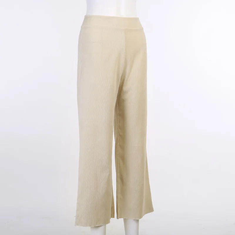 

New Autumn Women Straight Pant Women Casual Solid Hight Waist Loose Cotton Soft Streetwear Ankle-Length Pants Women Hip Hop Pant