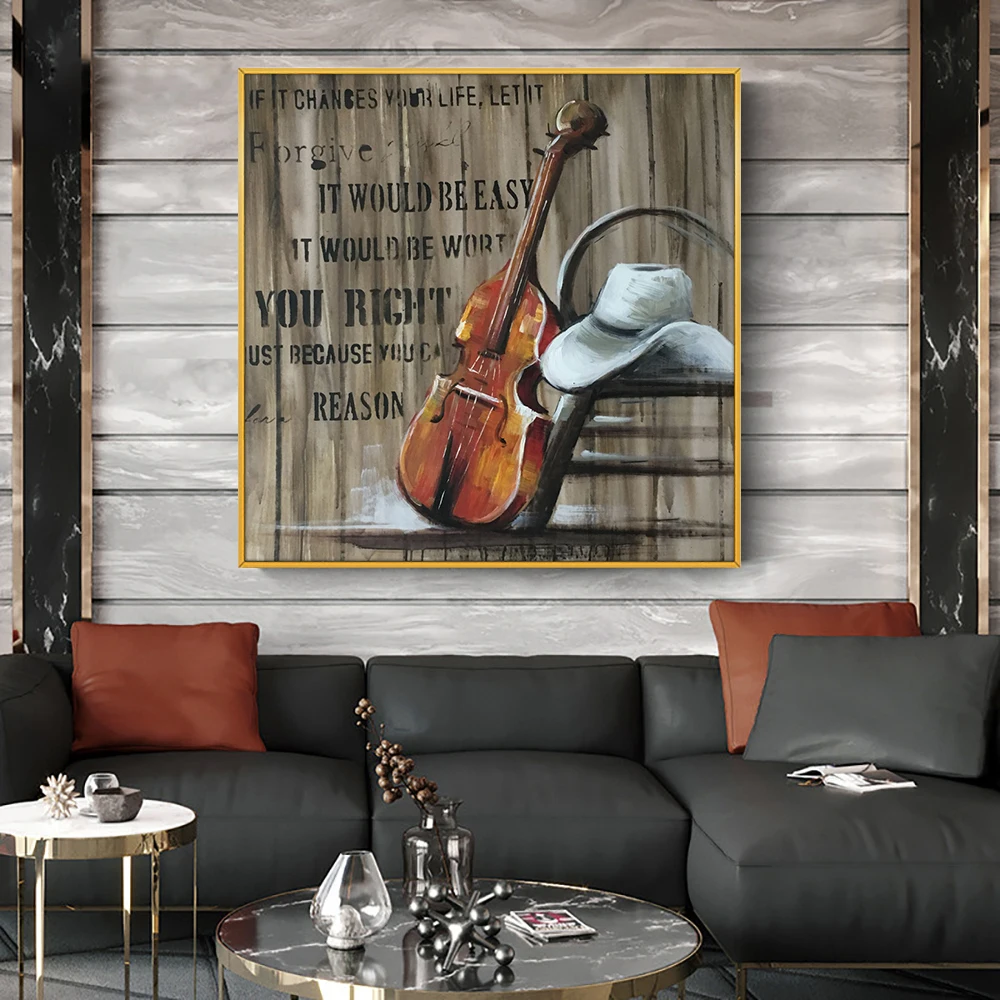 

Abstract Violin Painting 100% Handpainted Oil Painting On Canvas Handmade Large Size Painting Wall Ar For Modern Home Decor