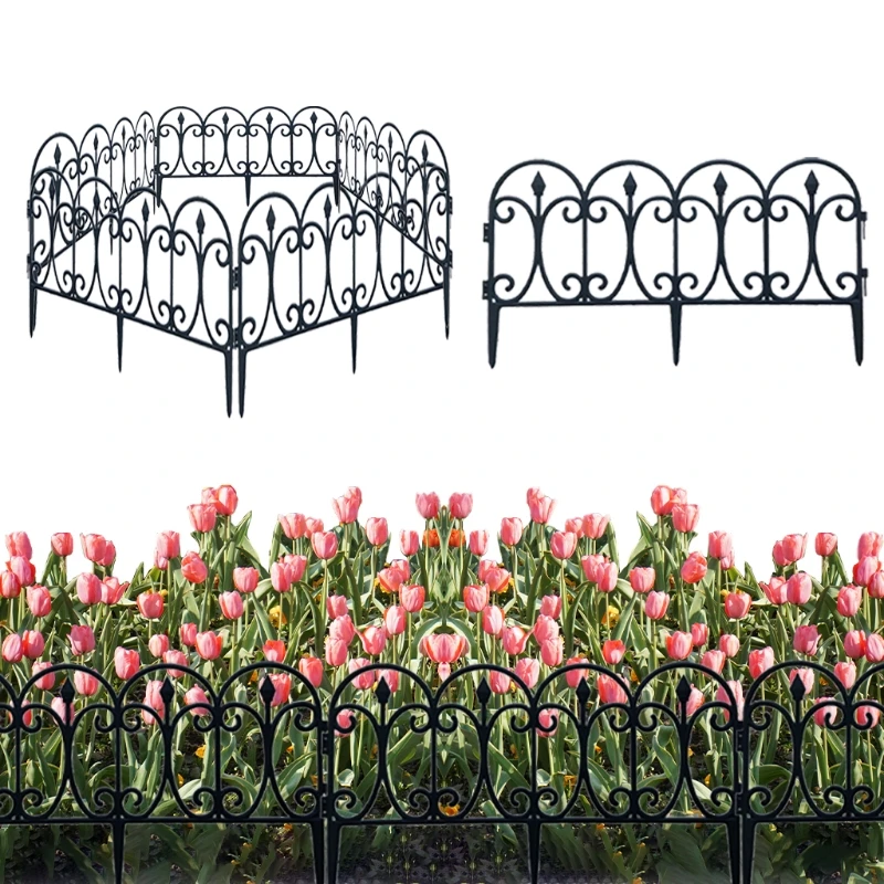 

X6HD 5pcs Decorative Garden Fence Outdoor Rustproof Landscape Wire Border Folding Patio Fences Flower Bed Fencing Barrier Panels