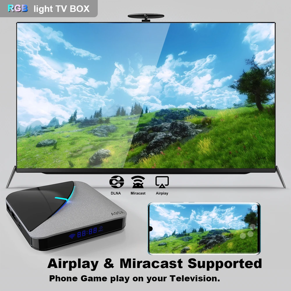 A95X F3 Air Android 9,0 Smart tv Box Amlogic S905X3 2,4G& 5G Dual Wifi HDR BT 8K RGB светильник приставка Netflix домашний медиаплеер