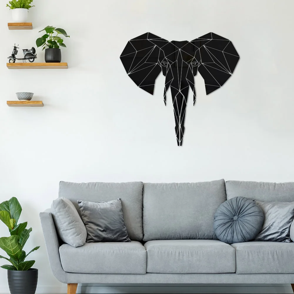 Акриловые зеркальные настенные наклейки в виде слона дикой природы животных