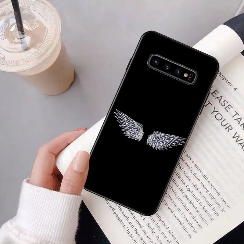 

Wings Of An Angel Luxury Brand Phone Black Case Back Shell For Samsung Galaxy S8 S9 S10e S20 PLUS J6 J600 Cases Cover