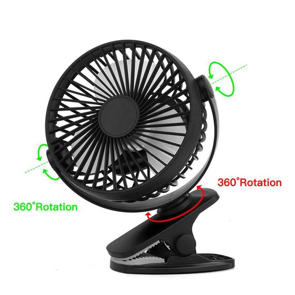 

Portable USB Table Fan Clip-on Type USB Rechargeable Cooling Mini Desk Fan 360 Degree Rotation 3 Speeds Adjustable Handheld Fan