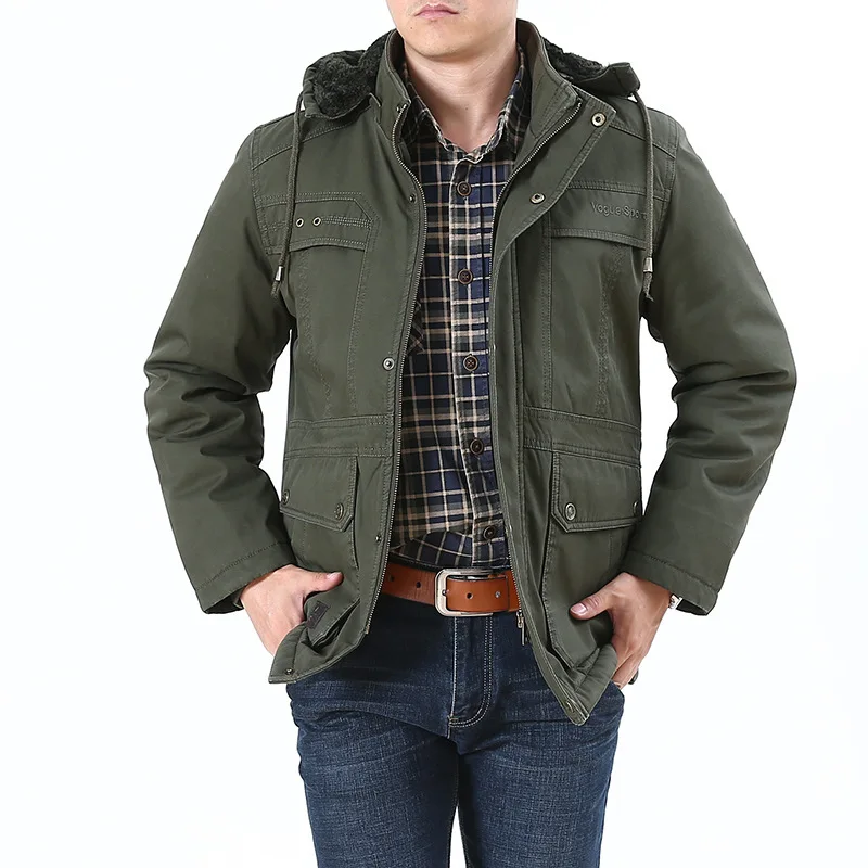Plus Size 8XL Military WinterJacket Men Outwear Wool Liner Warm Hooded Parka Cotton Multi-pocket Coat Male casaco masculino | Мужская