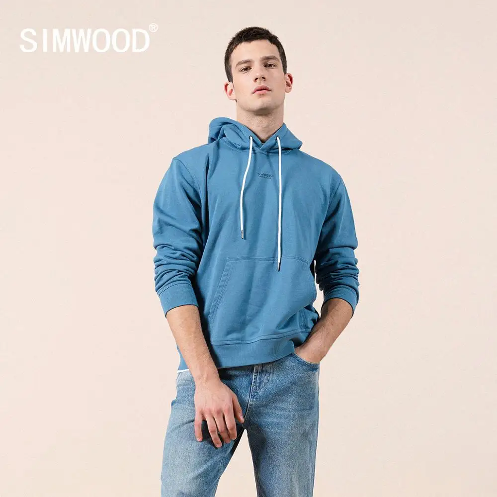 

SIMWOOD 2022 Autumn New Hoodies Men Hooded Logo Print 100% Cotton Sweatshirt Jogger Tracksuits Plus Size Brand Clothing SJ12035