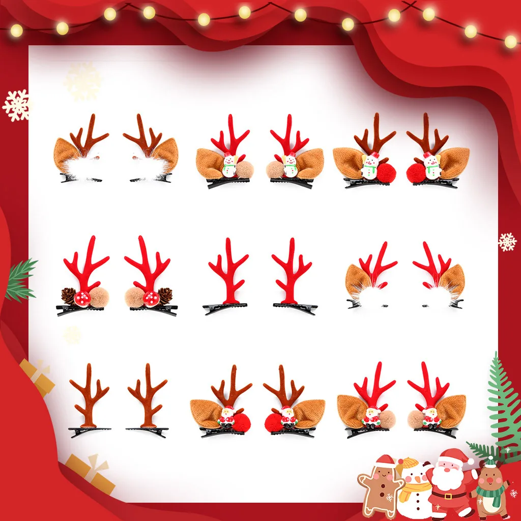 

Fluff Hair Clip Antler Hairpin Christmas Ornaments Cute Tiara Women Hair Clips 2021 Fashion Jewelry Accessories