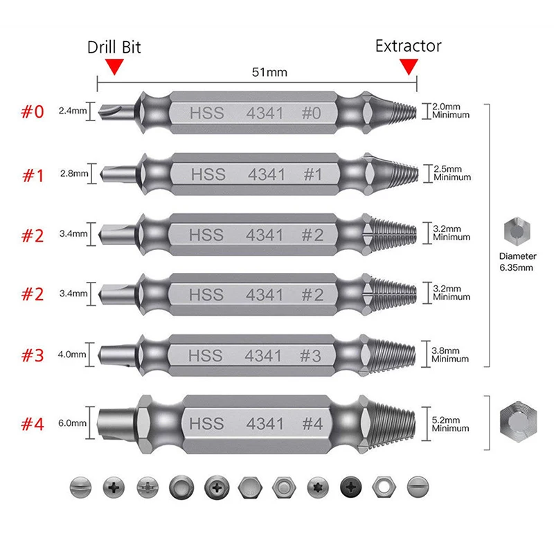 

Drill Bits Screw Removers Stud HSS Silver Anti-rust Workshop Tools Supplies