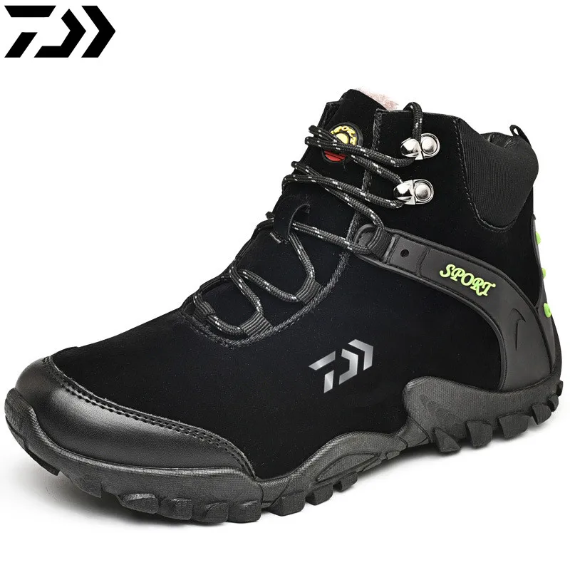 

Daiwa Men Plus Velvet Waterproof Leather Shoes Climbing Fishing Shoes New Outdoor Sports Trainers Trekking Fishing Sneakers