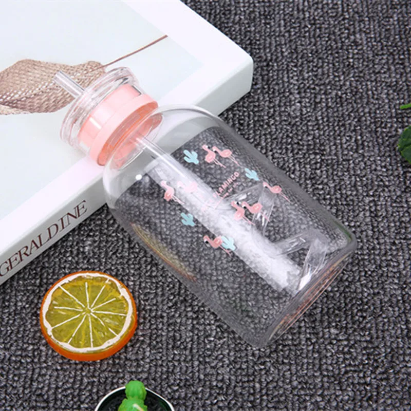

Little fairy glass with straw, pink cup, portable handy cup, children's milk water bottle, heat-resistant thermos