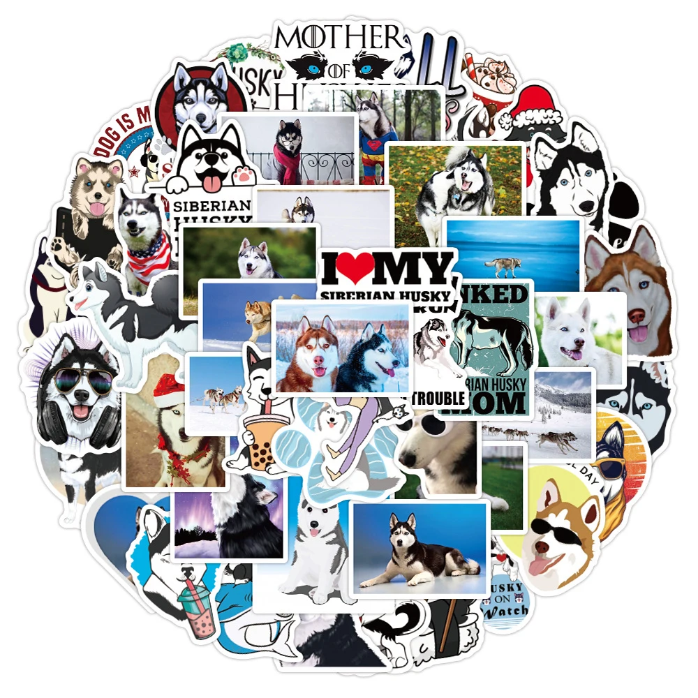 103050pcs mixed cute gray and white husky style stickers laptop guitar luggage phone office waterproof sticker decal kid toy free global shipping