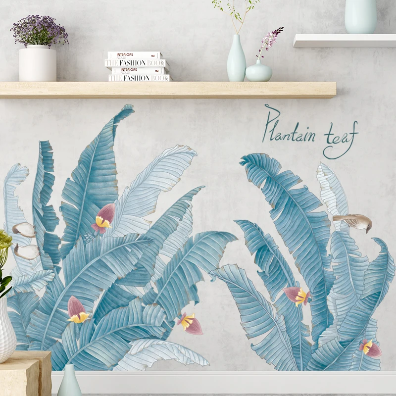 Растение из тропического леса настенная наклейка акварелью банан бамбуковый