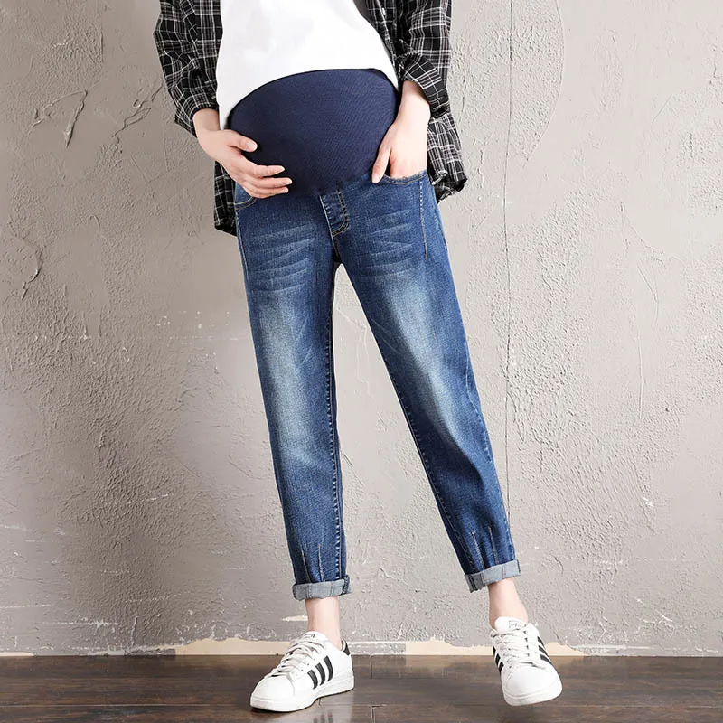 Fdfklak Autumn Maternity Pants For Pregnant Women Trousers Djustable High Waist Jeans Pregnancy Pants Maternity Clothing