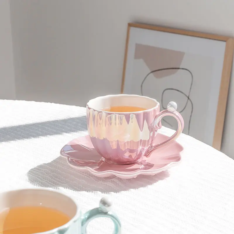 

Vintage Coffee Cup With Saucer Ceramic Handmade Coffee Cup Afternoon Tea Set Office Creative Luxury Caneca Coffee Cup BD50BD