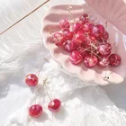 3D красные черные милые вишневые висячие серьги с милыми фруктами золотые серьги-подвески бриллиантовые подарочные серьги для женщин и девушек