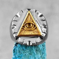 freemason illuminati triangle masonic stainless steel mens rings punk for male boyfriend biker jewelry creativity gift wholesale