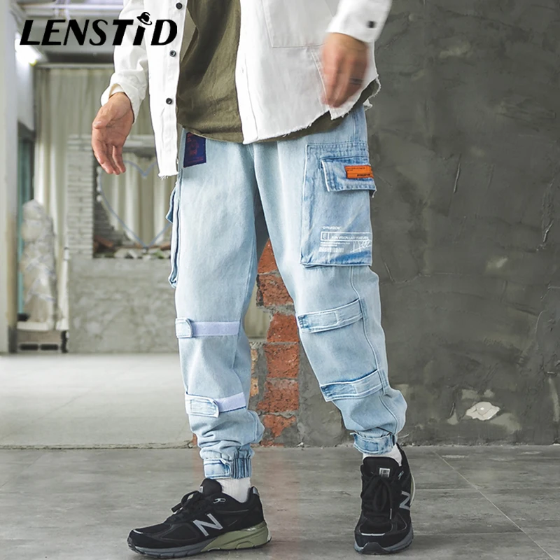 Мужские джинсовые брюки карго LENSTID уличные в стиле Харадзюку с карманами