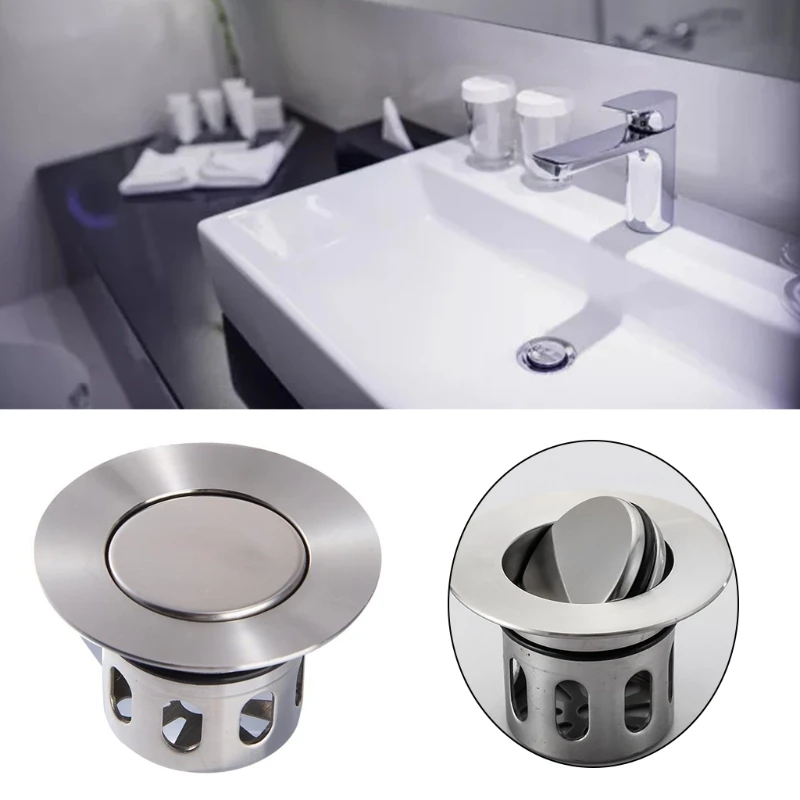 

H7JB Stainless Steel Universal Wash Basin Bounce Drain-Filter Anti-Clogging Kitchen Sink Drainer Universal Sink Drain Stopper