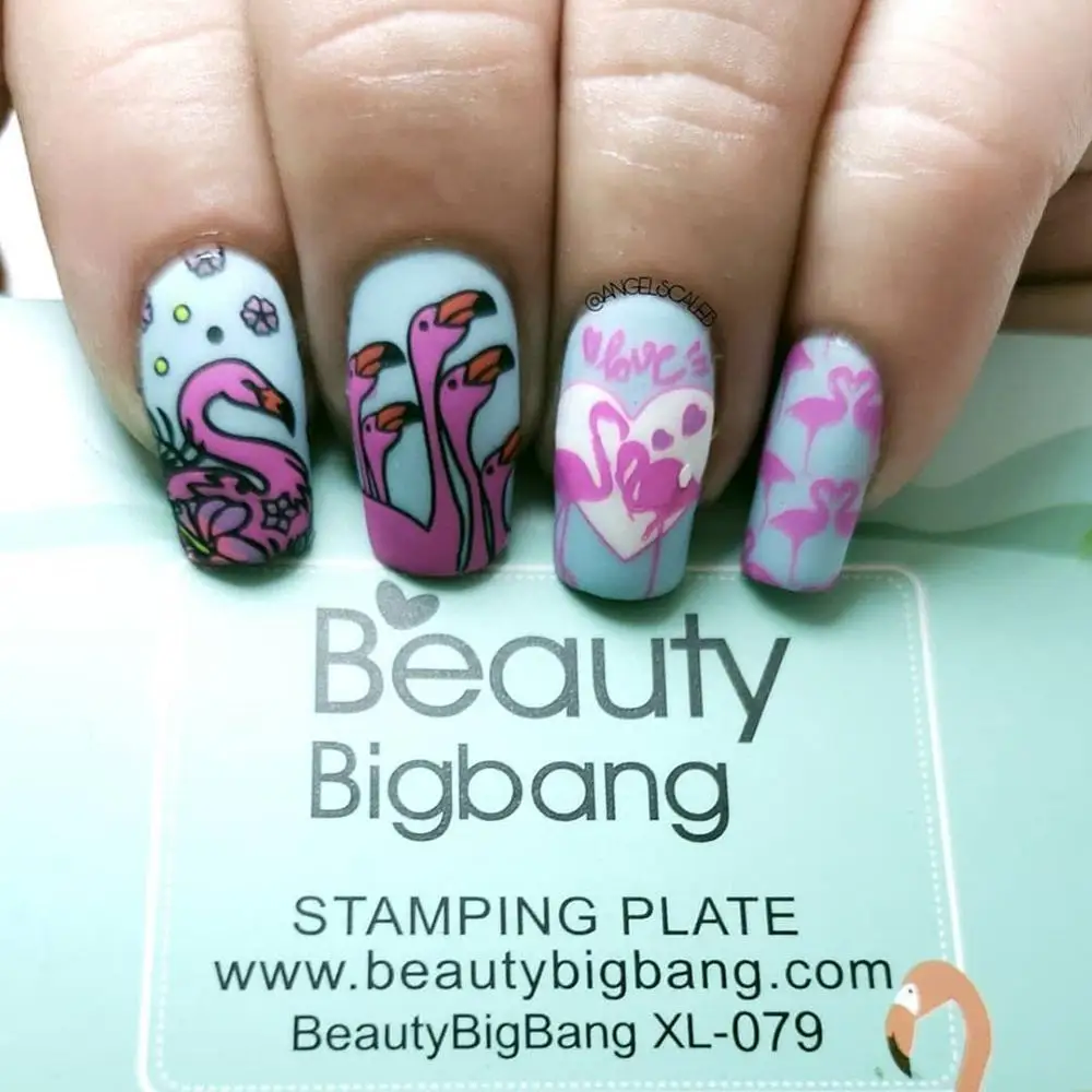 

Stamping Plates BeautyBigBang Flamingo Swan Heart Image Stainless Steel Nail Stamping Plate For Nail Art Printing