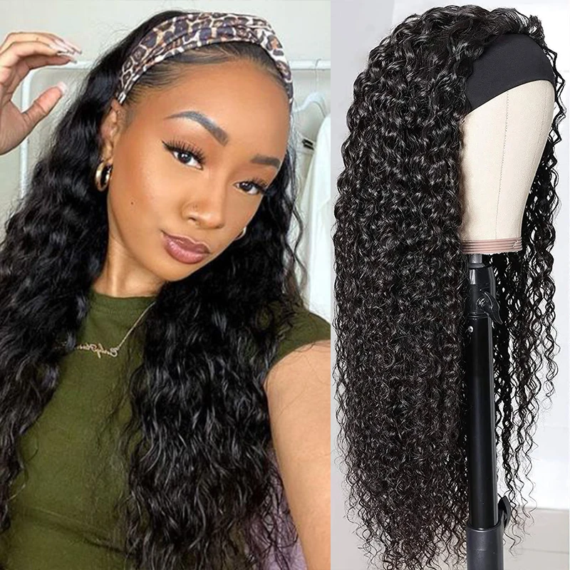

Cranberry Deep Wave Headband Wig Brazilian Human Hair Wigs For Black Women Nartural Hair Curly Human Hair Wigs Fall Machine