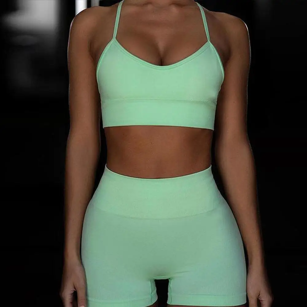 

Seamless Yoga Set Women Workout Sportswear Gym Clothing Women's Clothes High Waist Seamless Leggings Fitness Sport Top Crop Top