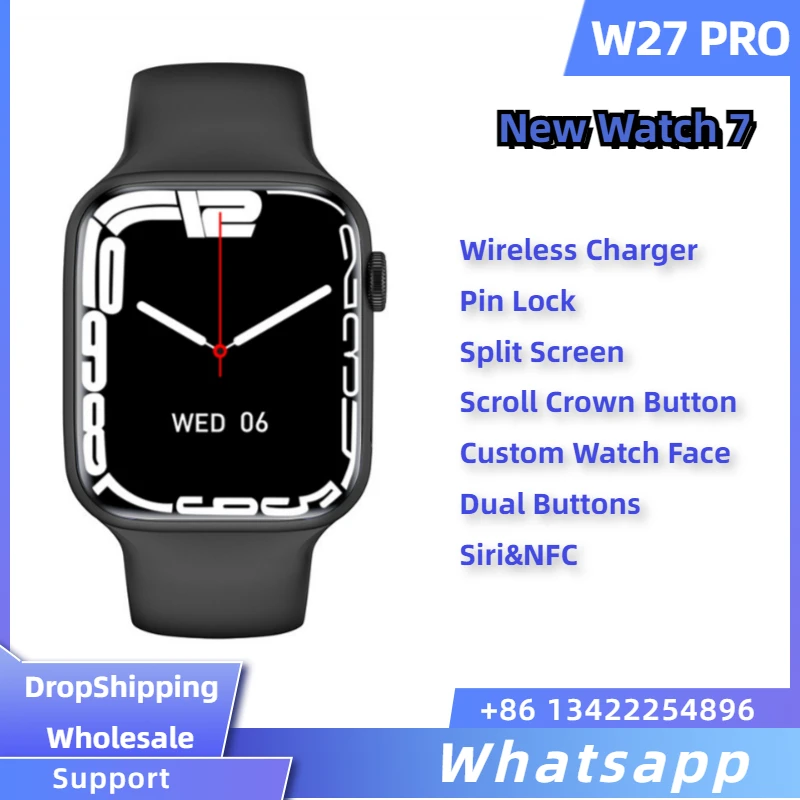 New IWO W27 Pro Series 7 NFC Smart Watch AI Voice Bluetooth Call Wireless charging1.81 inch Screen PRO Smart Watch PK DT7MAX W17