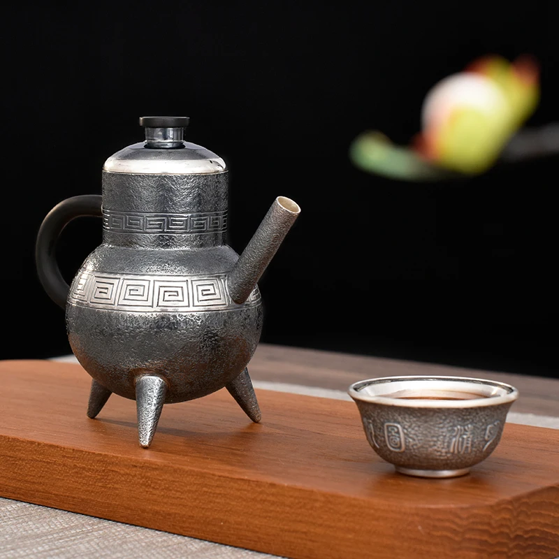

S999 Sterling Silver Tea Coffee Pots Teapot for Kitchen Utensils Tableware