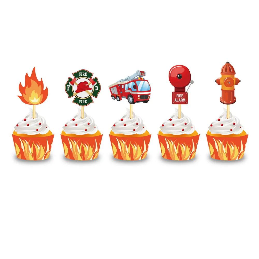 Пожарная машина для торта пожарная обертка кексов украшение на день рождения
