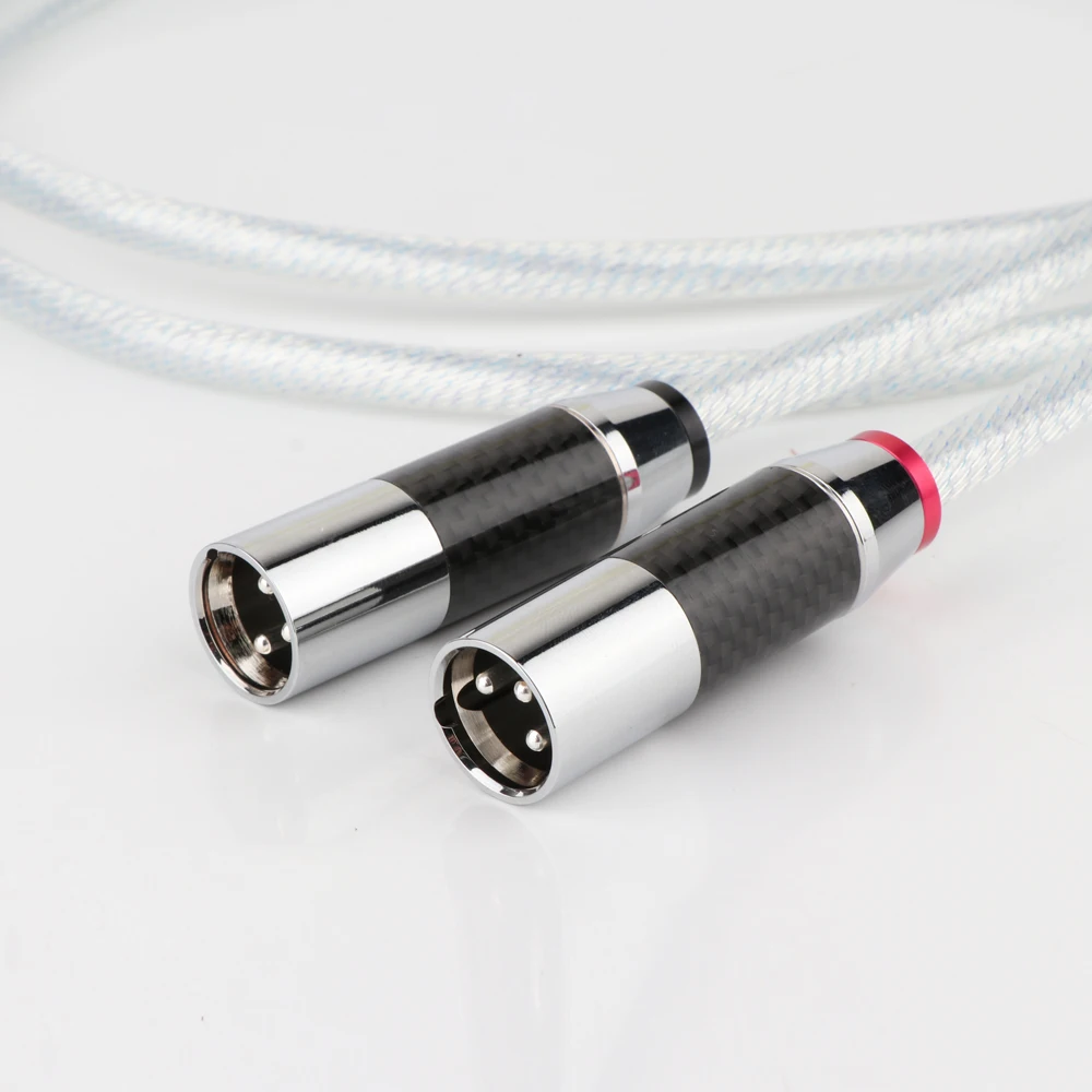 Pair 5N OFC Silver Plated XLR Analogue Cable with Rhodium plated Carbon fiber plug HIFI Audio | Электроника