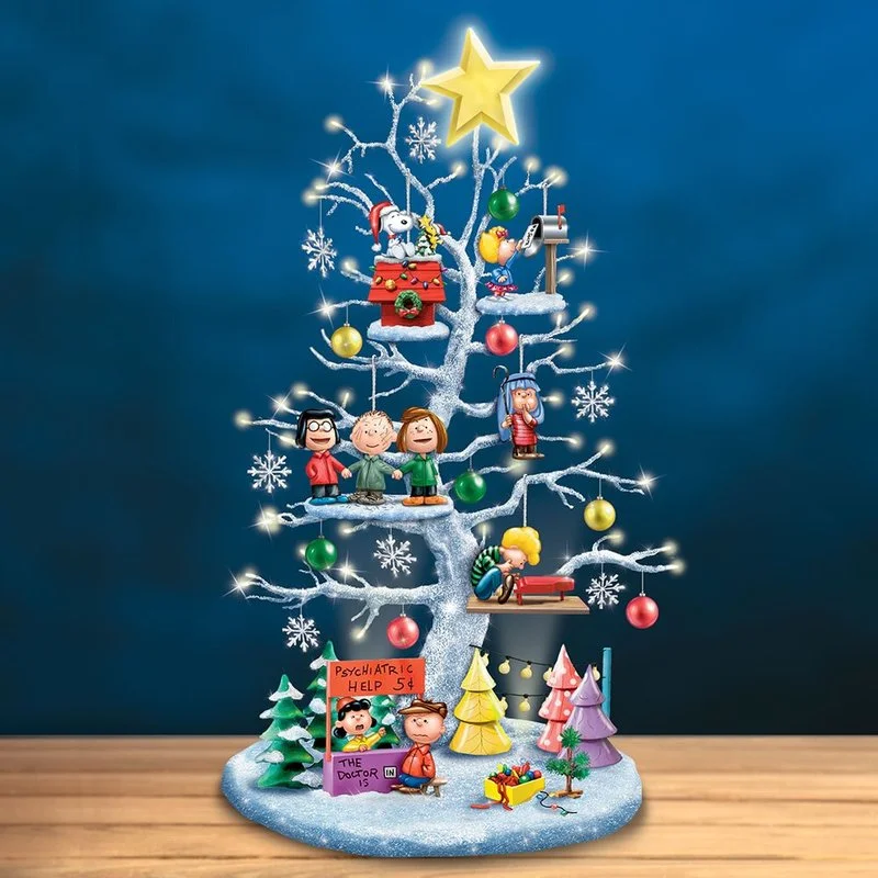 &Aacute;rbol luminoso de escritorio, disfraz de Pap&aacute; Noel Pastor, cacahuetes, &aacute;rbol de Navidad iluminado, decoraci&oacute;n de escritorio de resina-0