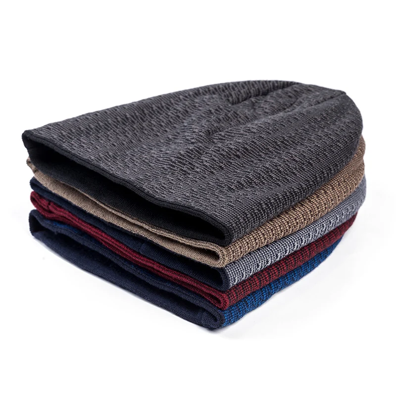 

Unisex Winter Hats For Men & Women Mixed Color Design Warm Ski Beanie Hat Men Women Fur Lined Cotton Knitted Hat Dropshipping