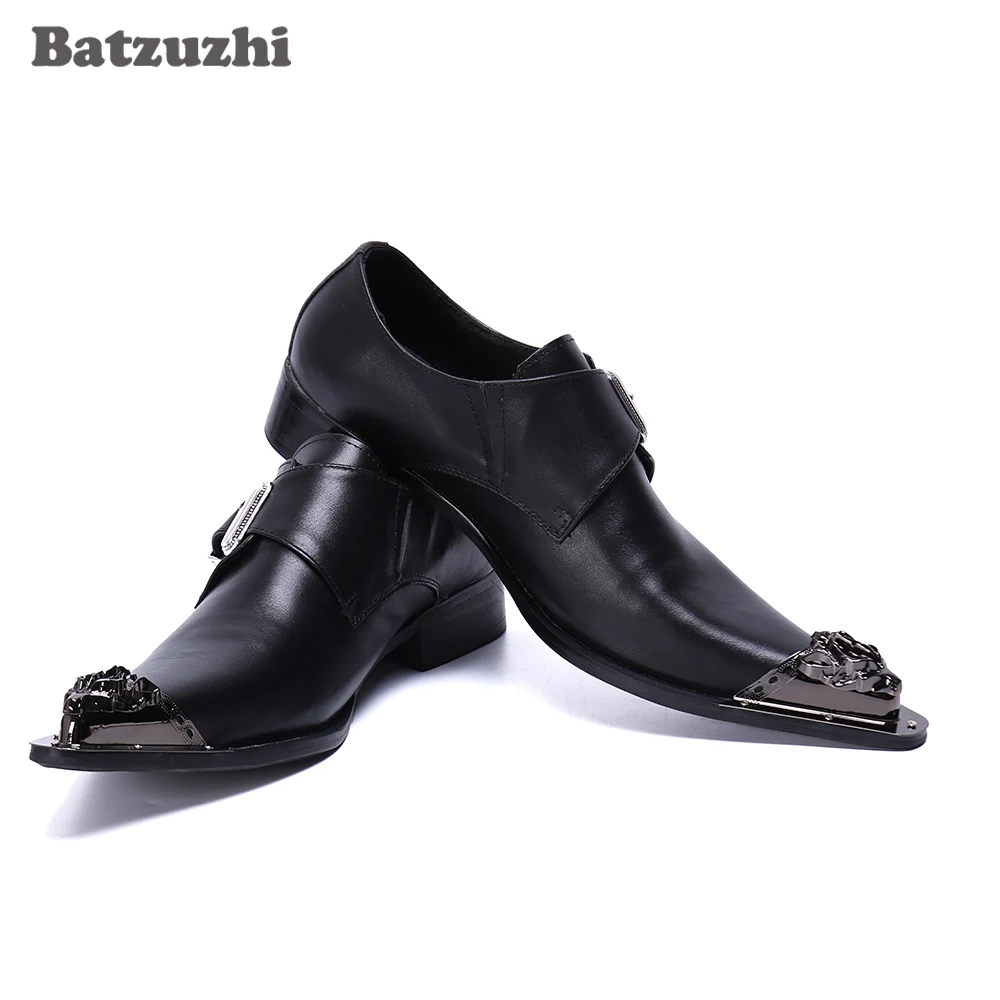 

Batzuzhi Black Business Leather Dress Shoes Men Pointed Toe Men's Shoes Buckle Formal Leather Shoes Men zapatos de hombre!