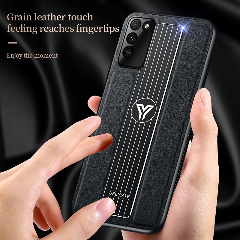 

Metal Leather Phone Case For Huawei Glory P20 P30 P40 Pro Mate 30 40 Pro Magnetic Car Holder Camera Lens Protector Back Cover