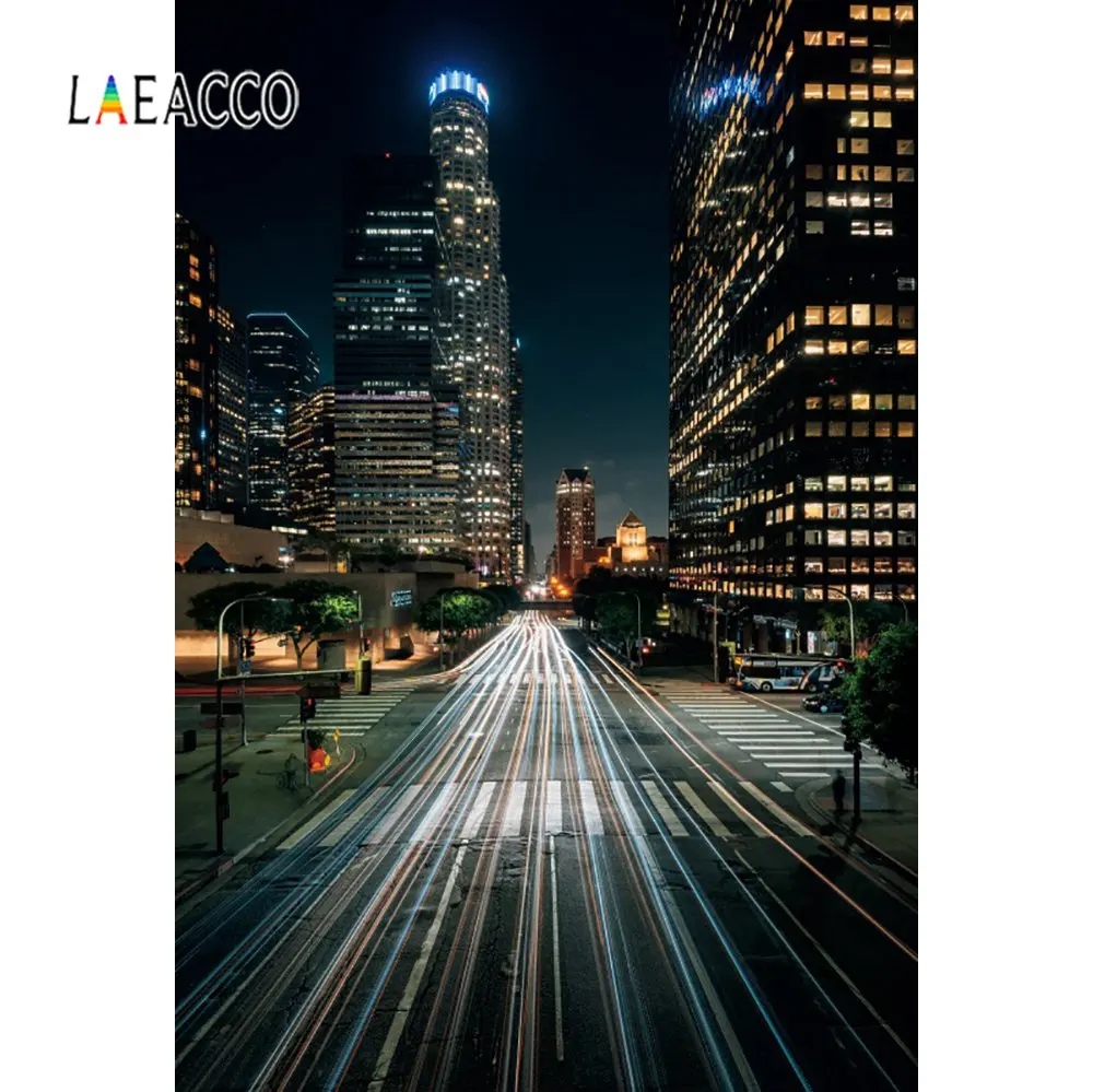 

Laeacco Modern City Metropolis Street Night Scenic Photocall Photo Background Photographic Backdrop For Photo Studio