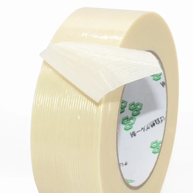 

1 Roll Fiber tape Milky white striped glass fiber tape electronic appliance fixed sealing tape 50 Meters Filament Tape